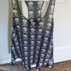Womens Skull See Through Tank Top